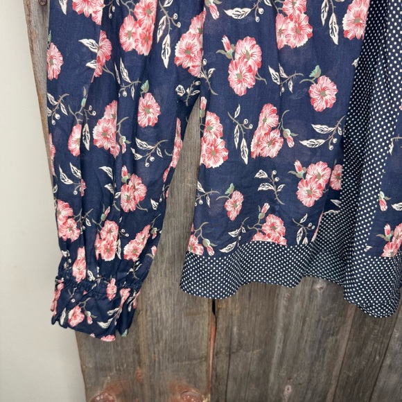 Rebecca Taylor La Vie Adelle Scarf Print Top Navy Floral Sheer Cotton XS - Picture 4 of 12